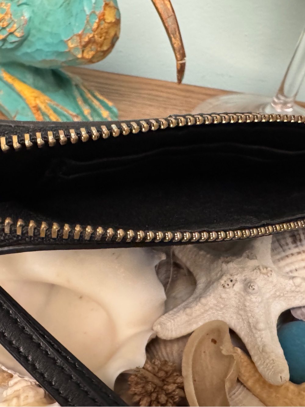 Coach Brown and Black Leather Zip Pouch with Gold Logo - Picture 8 of 11